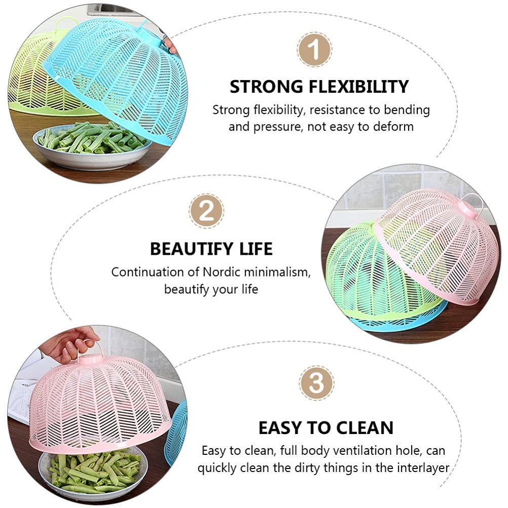 Hemoton 9pcs Mesh Food Covers Round Food Tents Plastic Food Net for Home Kitchen Parties Picnics BBQ Outdoor Camping Keep Out