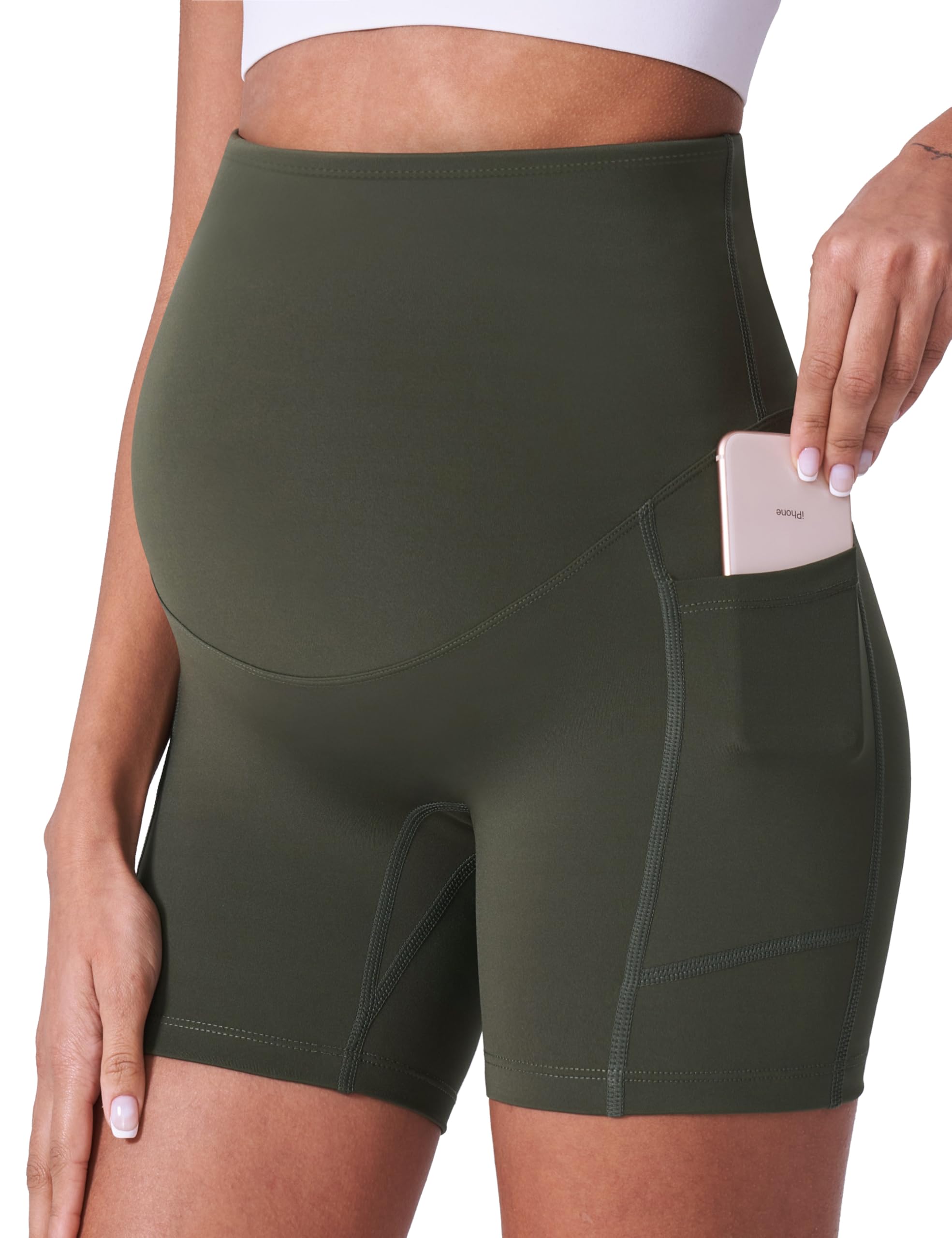 POSHDIVAH Maternity Shorts for Women Over Belly Biker Summer Pregnancy Workout Yoga Active Running Short Leggings 5"