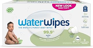 WaterWipes Biodegradable Textured Clean, Toddler & Baby Wipes, 99.9% Water Based Wipes, Unscented & Hypoallergenic for Sensitive Skin, 540 Count (9 packs), Packaging May Vary