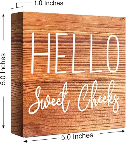 Miniatura 9 de Divertidos letreros de madera para baño, con texto en inglés Hello Sweet Cheeks, letrero de madera para baño, estante de baño, baño, hogar, mesa,