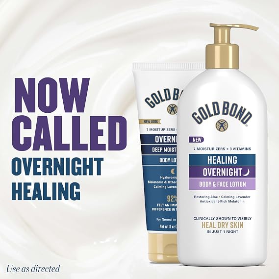 Gold Bond Healing Overnight Body & Face Hydrating Lotion for Dry Skin
