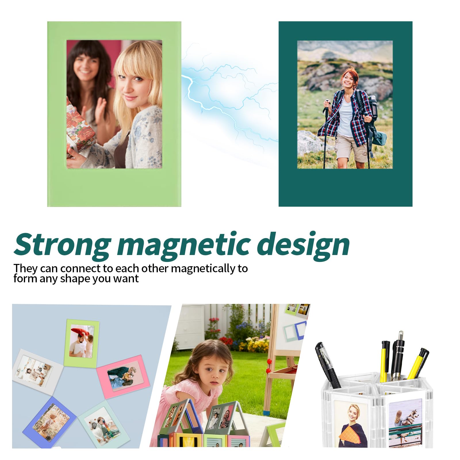12 sztuk mini magnetycznych ramek na zdjęcia, 7,6 cm (3 cale), małe kolorowe magnetyczne ramki na zdjęcia, ramki magnetyczne do lodówki, do samodzielnego tworzenia kompozycji z wielu zdjęć (12