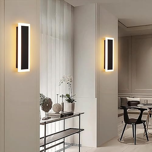 Miniatura 6 de YAOWSZM Paquete de 2 luces LED de pared para exteriores, 8 W, lámpara de pared moderna IP65 para porche, iluminación cálida para patio, garaje,
