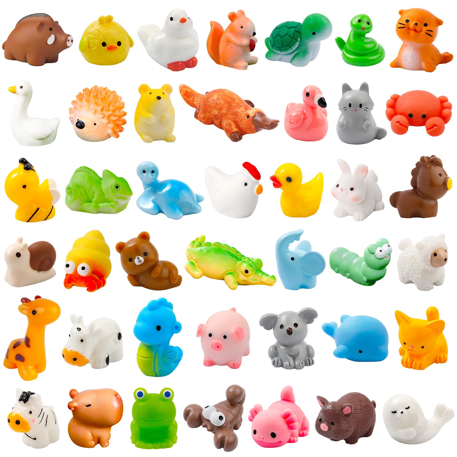 42 Pcs Mini Resin Animals 42 Styles Resin Animals Figurines Bulk for Fairy Garden Miniature Dollhouse Accessories Hide Crafts Decor