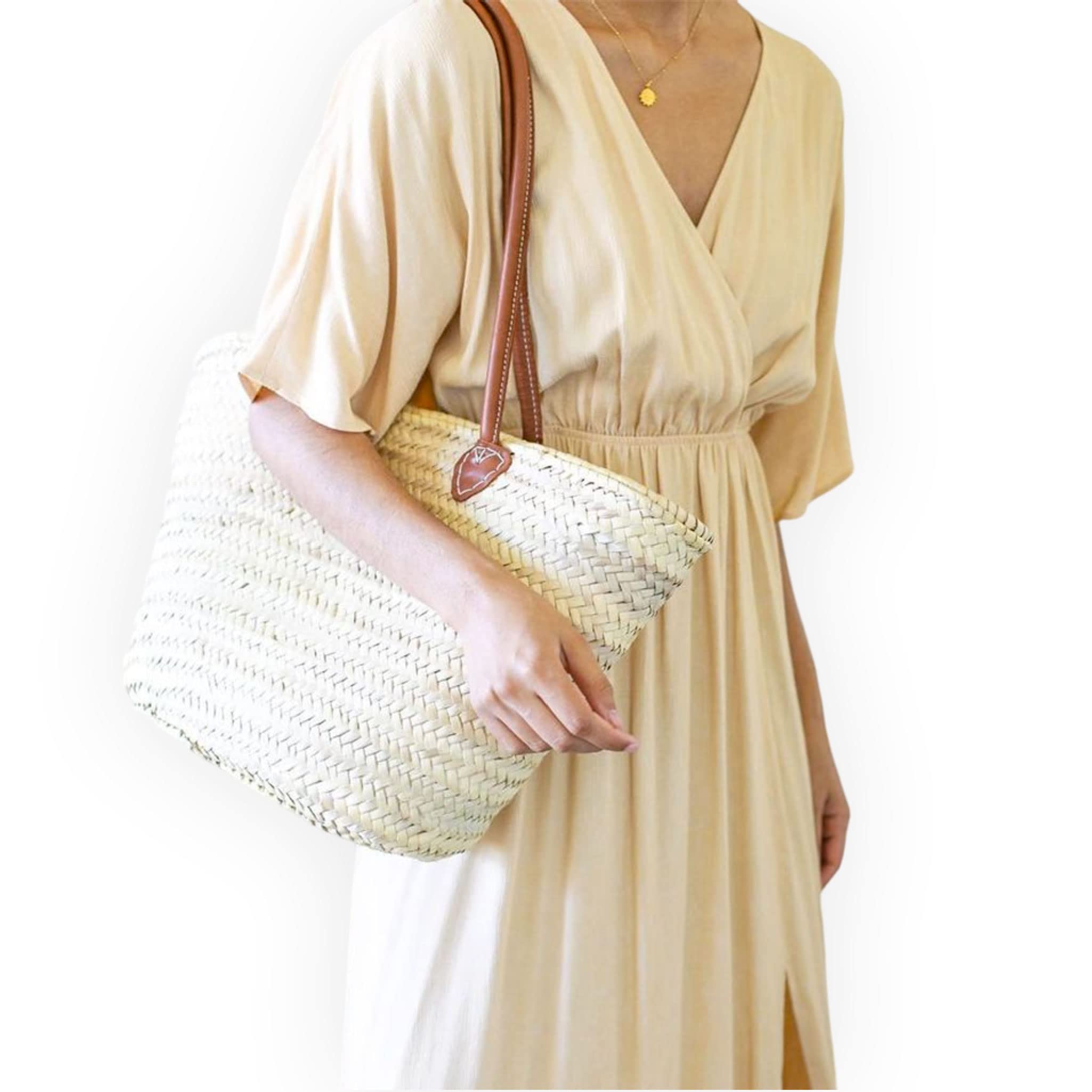 FRENCH MARKET BASKET straw bag with leather handles, beach bag, straw bag,  beach bag, basket bag, shopping basket, wicker basket with handle, straw