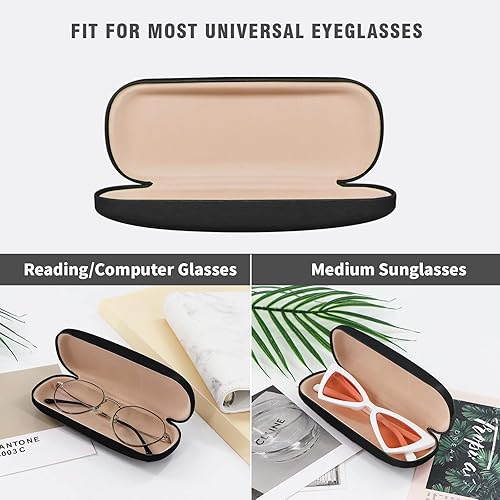 Miniatura 3 de Marvolia Funda rígida para gafas, funda de piel sintética para gafas de sol y gafas