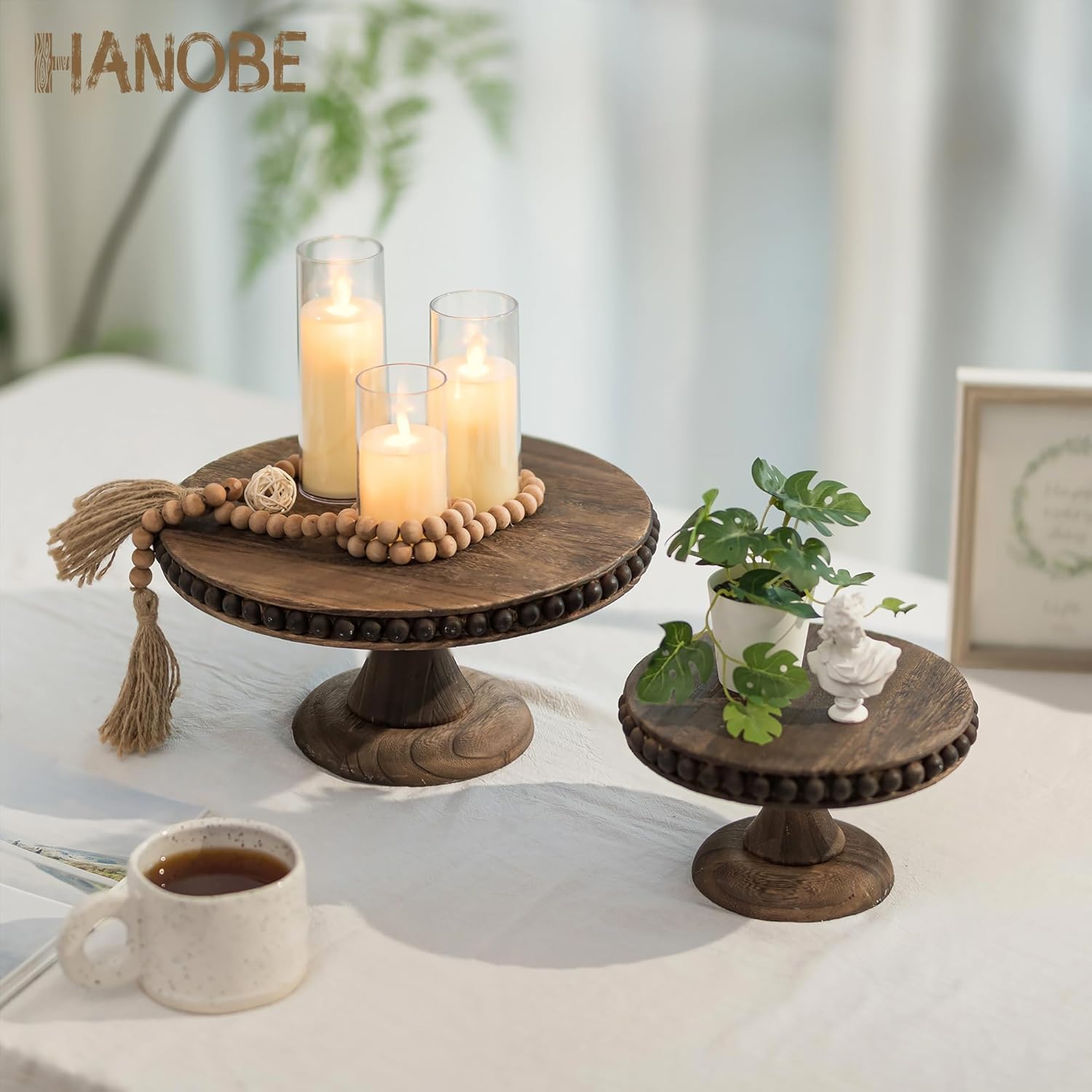 Hanobe Round Wood Cake Stand: Cupcake Pedestal Stand UK Ubuy
