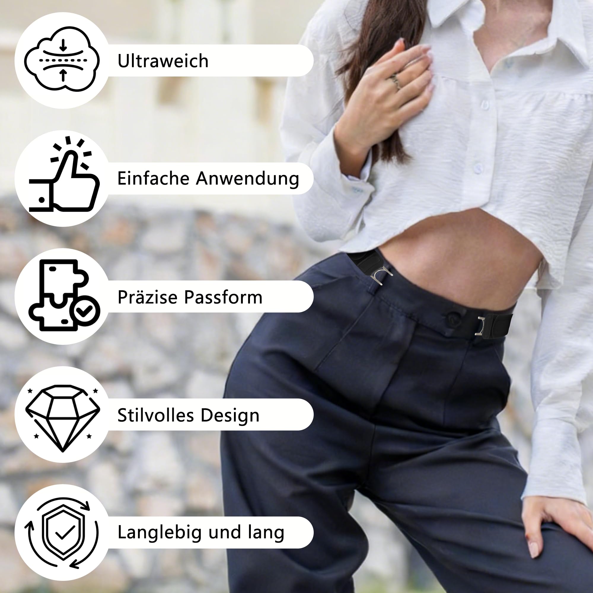 Dreaku Senza Fibbia Cintura Uomo Donna, Elastica Tattica Cinture da Uomo Cintura Uomo Senza Buchi Unisex per Jeans, Pantaloni Tempo Libero & Uscite - 4