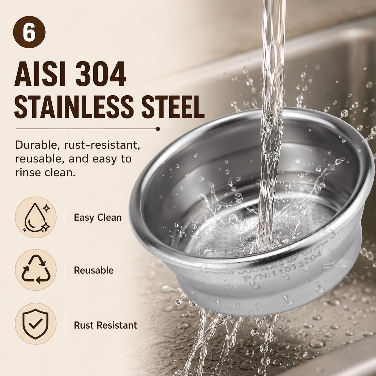 54mm Pressurized Double Cup Basket, Dual Wall, 16-20g, Thick Crema with Any Beans, 304 Stainless Espresso Filter for Breville Barista Express/Pro/Touch/Bambino (870/878/880/450/840)