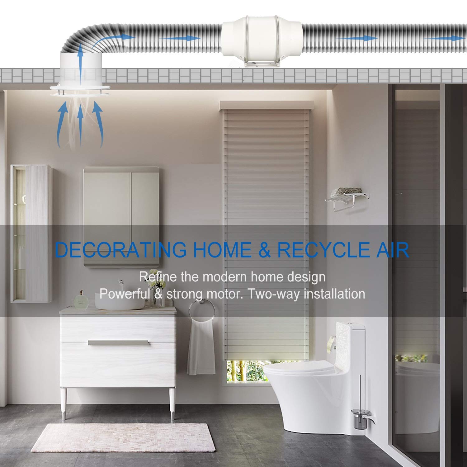 Ventilatore Per Tende Grow Ventilatore Tubolare Hon&Guan 150mm - Controllo Intelligente Temperatura E Umidità, Motore EC Silenzioso Per Coltivazione Ventilatore Motore Ec Silenzioso