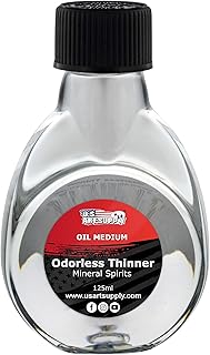 U.S. Art Supply Odorless Mineral Spirits for Cleaning - 4.2oz (125ml) Highly Refined Paint Solvent, Thinner for Oil Mediums
