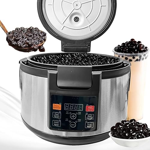 Miniatura 8 de Yovtekc - Olla comercial de tapioca con perlas, olla automática de tapioca de 16 litros, antiadherente, para hacer té de burbujas, con panel de