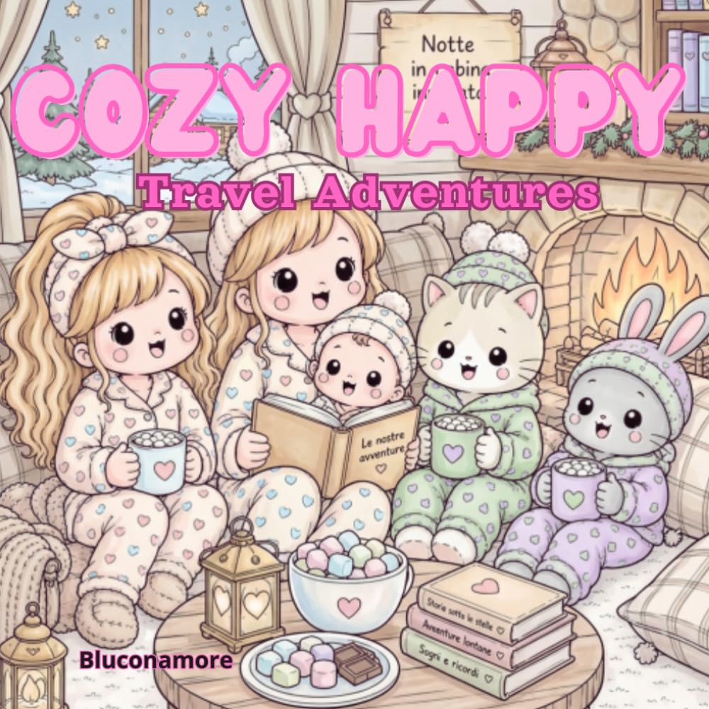 Cozy Happy Travel Adventures: 20 Cute Characters and Heartwarming Moments to Relax and Color (Cozy Happy Series)