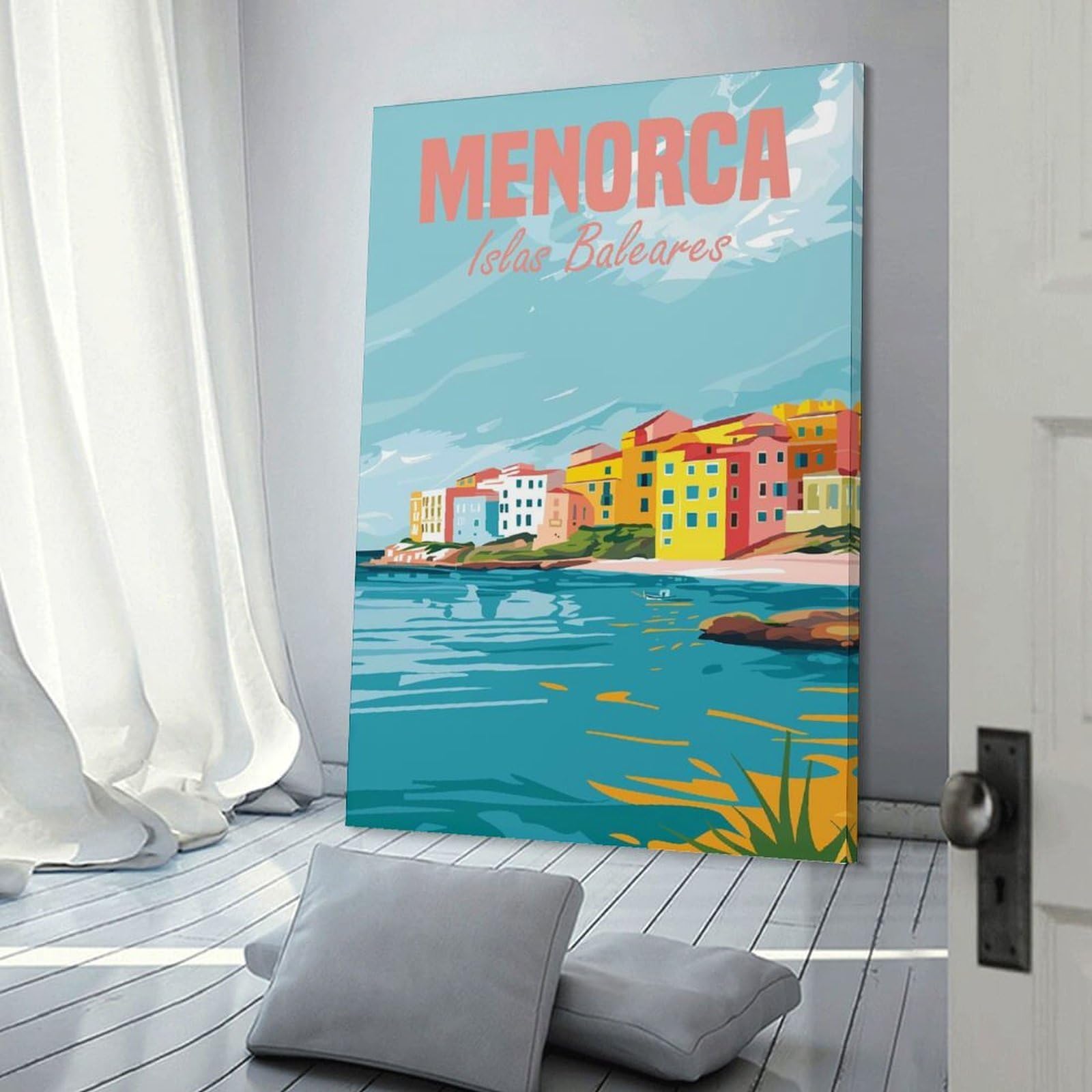 Junmoney Menorca Island Spain Canvas Wall Picture, 20x30inch(50x75cm), for Picture Wall Styling in Lounge Or Bedroom, An Easy Match for Collected Prints
