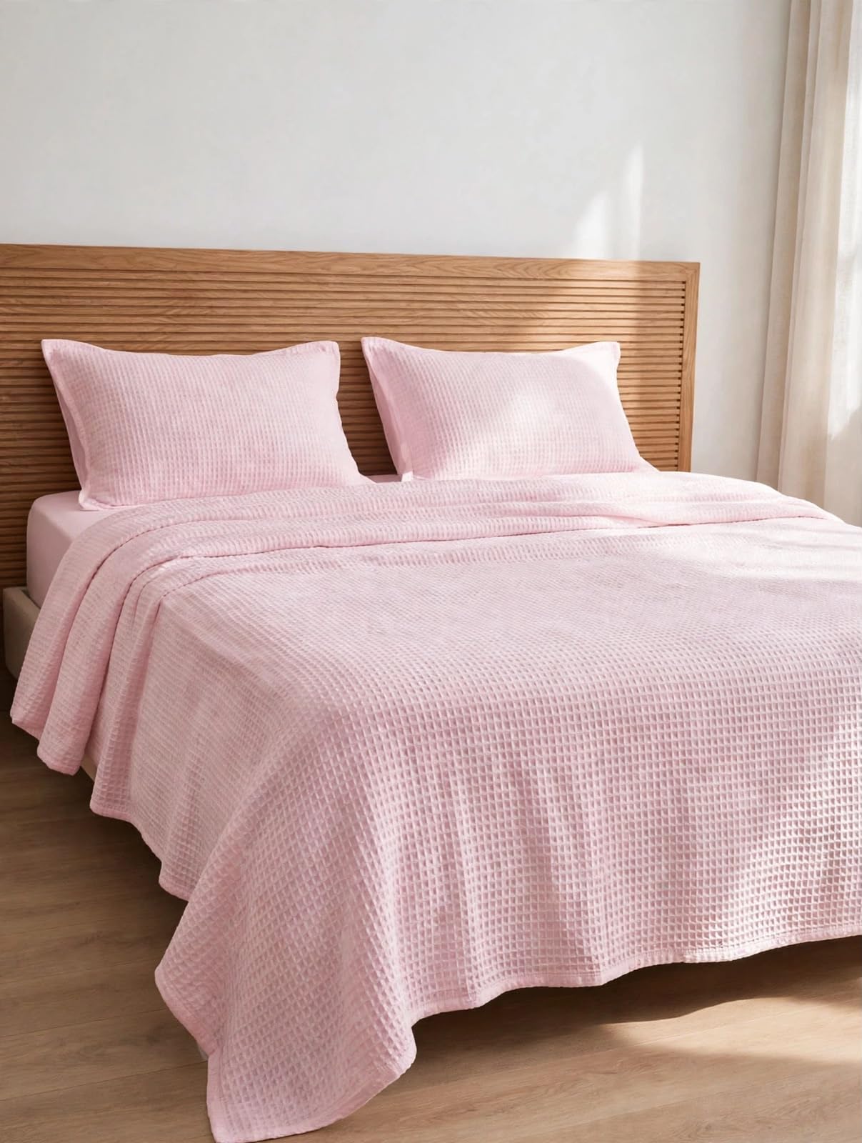 BAGLA WEAVORA Signature Waffle Weave - Export Quality 100% Pure Cotton King Size Flat Sheet Set (90x100 inches) with 2 Pillowcases | 5-Star Hotel Collection | Pure Luxury, Breathable Comfort-image-13