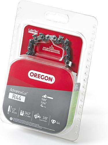 Oregon R44 AdvanceCut Cadena de motosierra de repuesto de 12 pulgadas, para sierras de poste y herramientas de motosierra de cadena, barra guía de