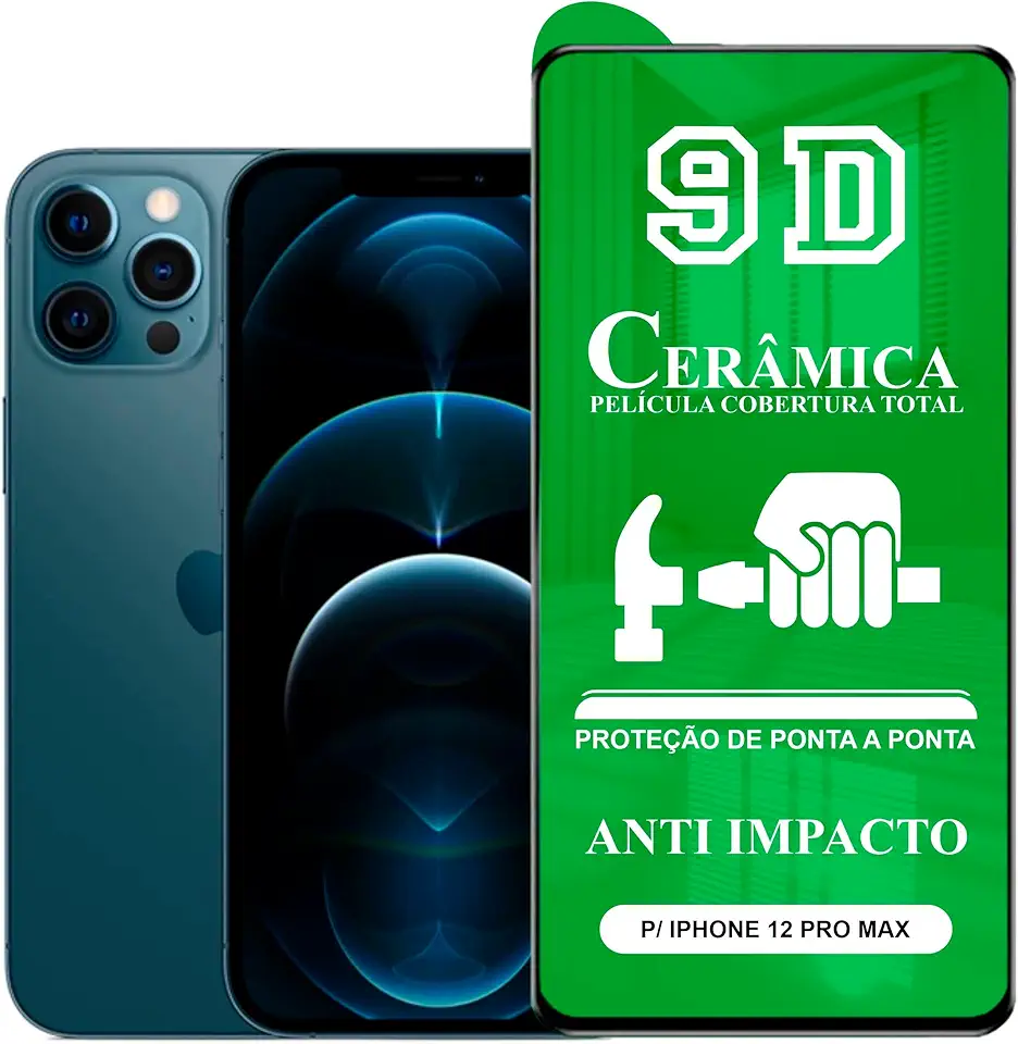 Película para iPhone 12 Pro Max - 9D Cerâmica Protetora Resistente Anti Impacto Queda Choque Shock Flexível Nano Gel Compatível com 3D 5D 100D