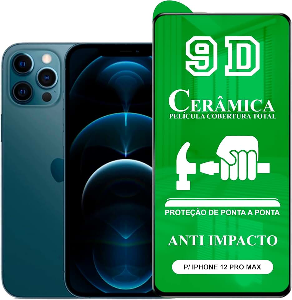 Película para iPhone 12 Pro Max - 9D Cerâmica Protetora Resistente Anti Impacto Queda Choque Shock Flexível Nano Gel Compatível com 3D 5D 100D