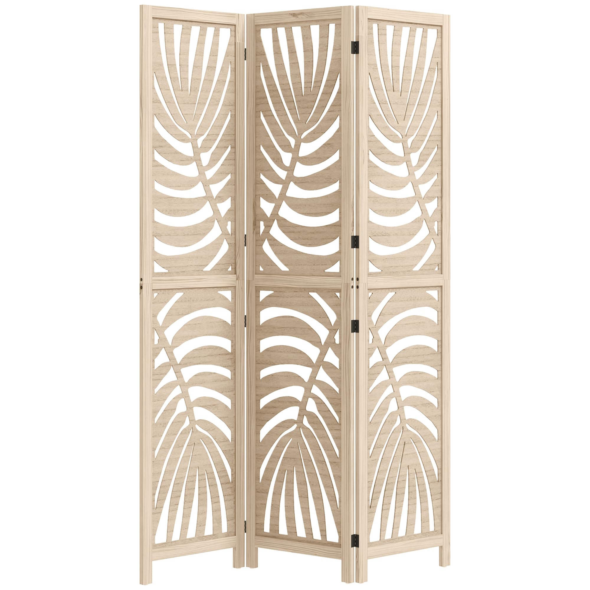 Homcom Natural Wood Finish 3 Panel Room Divider Room Screen Folding