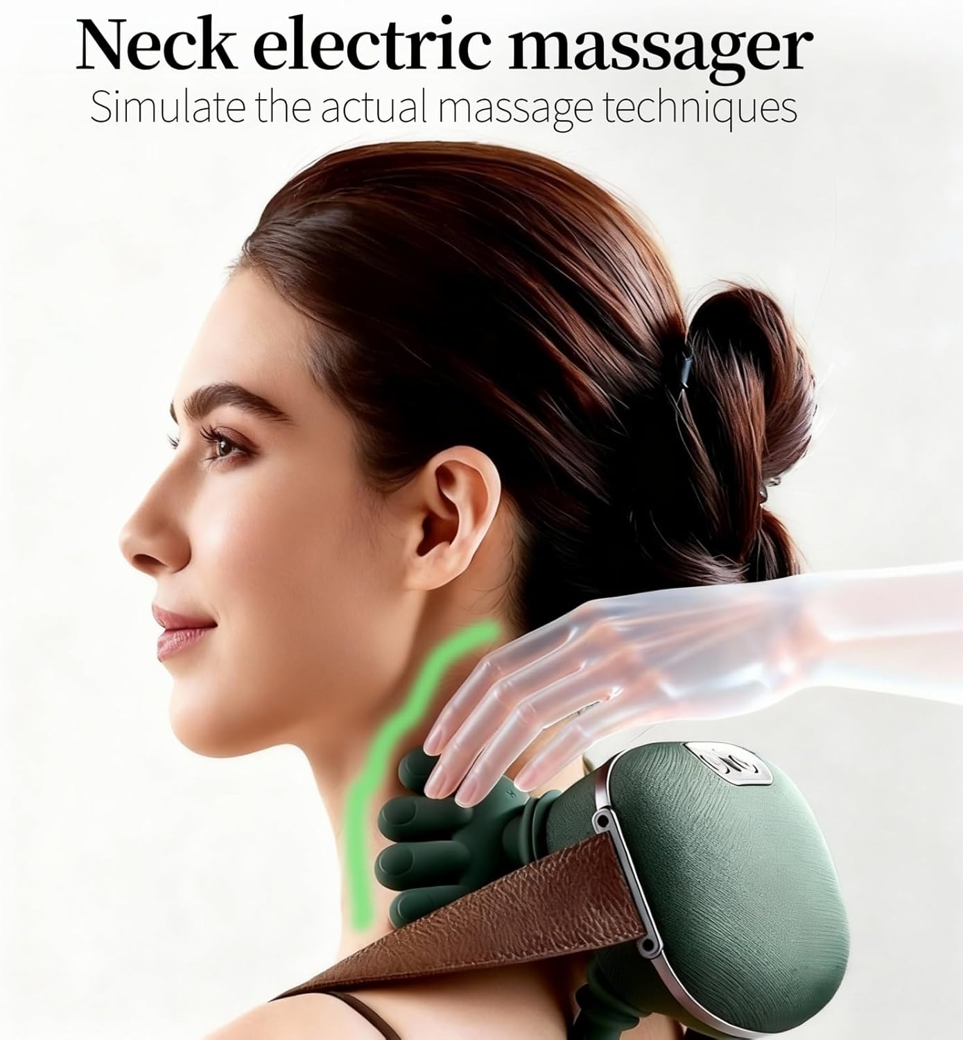 Bionic Heated Massager for Neck and Back Pain Relief - 4D Kneading Deep Tissue Massage with Shiatsu, Cordless Neck Massager, Simulated Human Hand Design (1 pcs)