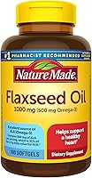 Nature Made Flaxseed Oil 1000mg Softgels: Fish-Free Omega-3 ALA Supplement for Heart Health, Organic, 100 Ct