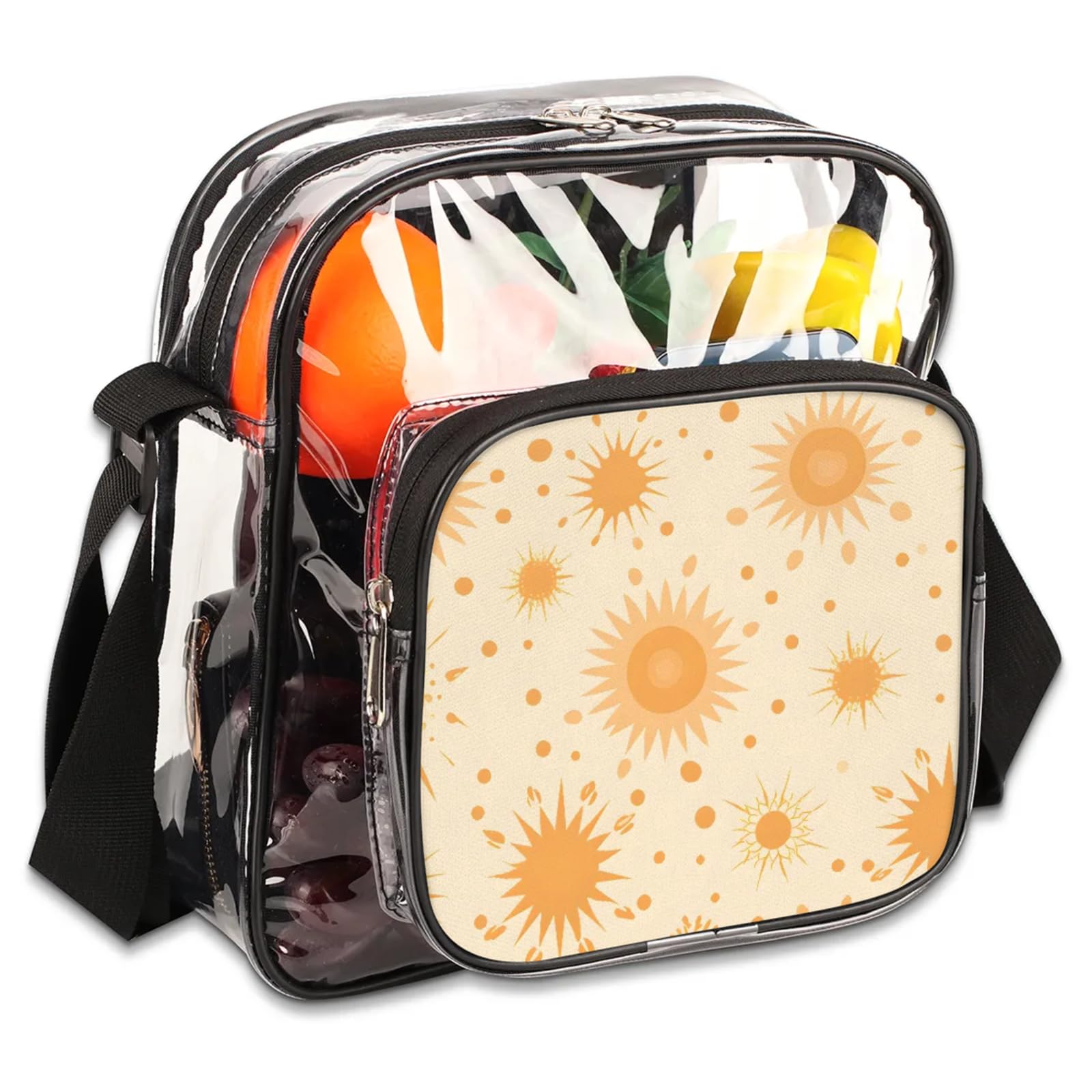 Clear Crossbody Bag Stadium Approved Sun Transparent Bag for Festivals, Sports Events, Concerts,Beach Bag for Women Men Clear Purse with Front Pocket Messenger Bag with Adjustable Strap