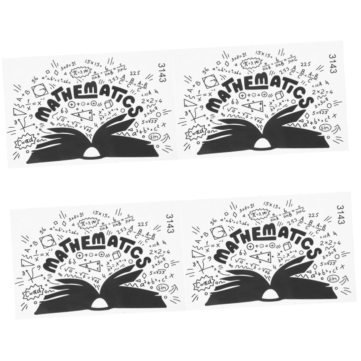 NUOBESTY 4 Fogli Adesivo Murale Tema Matematica Decorazione per Amanti Della Matematica Facile da Applicare Adesivo Autoadesivo per Camera da Letto e Aula