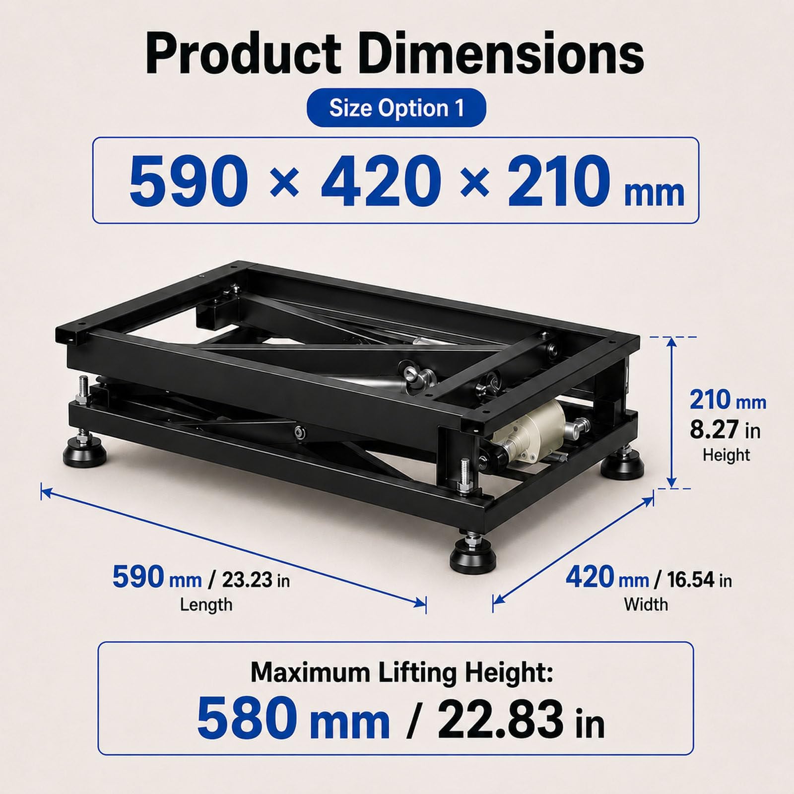 Plataforma Elevadora Eléctrica Ajustable, Acero Reforzado, 100–200 kg 100kg | Bastidor de Tijera con Empuje de 8000N para Subida y Bajada Estables de Soportes, Bancos y Plataformas de Equipos
