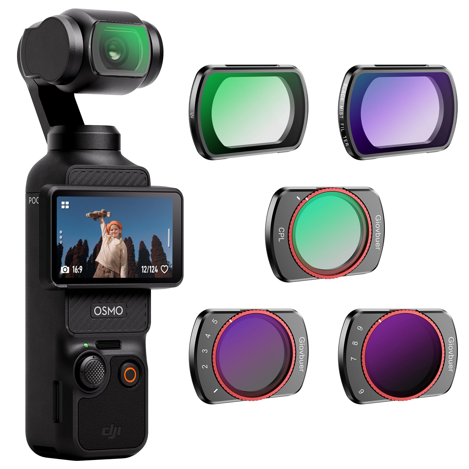 filtro per osmo pocket 3 con 5 filtri inclusi: uv, cpl, vnd e black mist