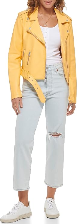 Levi's Women's Belted Faux Leather Moto Jacket Coat
