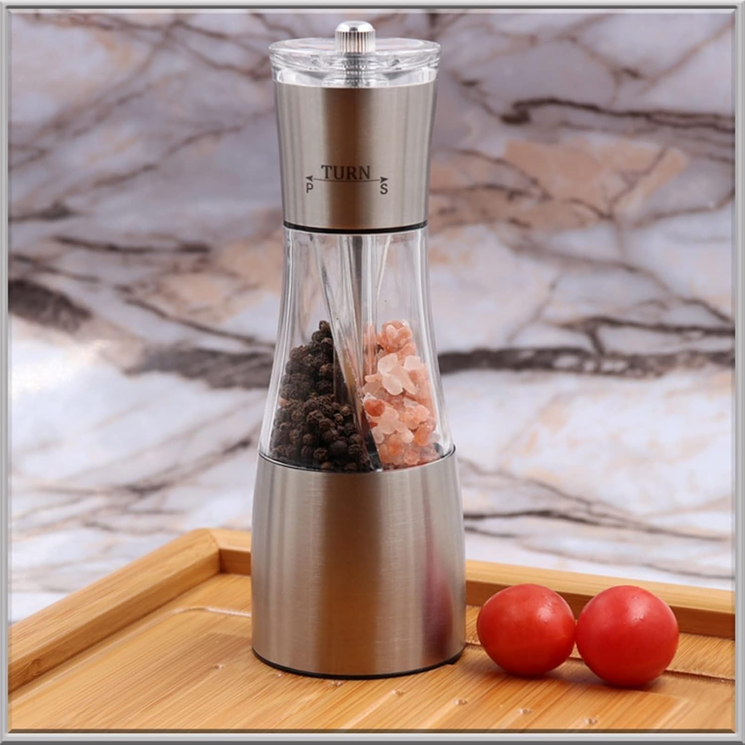 Salt and pepper grinder set, Stainless Steel Pulverizer Spice Jar Pepper Grain Mill Grinder Kitchen Tools or Salt