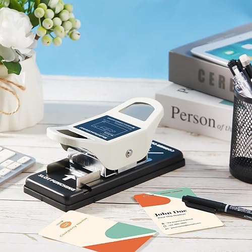 Miniatura 5 de Engrowtic Perforadora de ranura 2 en 1 de 0.118 x 0.512 in y recortadora de esquina para tarjetas R5 de doble uso, ranura de sujeción de mano,