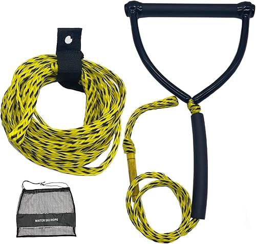 Cuerda de wakeboard para esquí acuático, 24 pies con mango Eva de 12 pulgadas, flotador y guardián de cuerda, líneas de tabla de wakeboard para