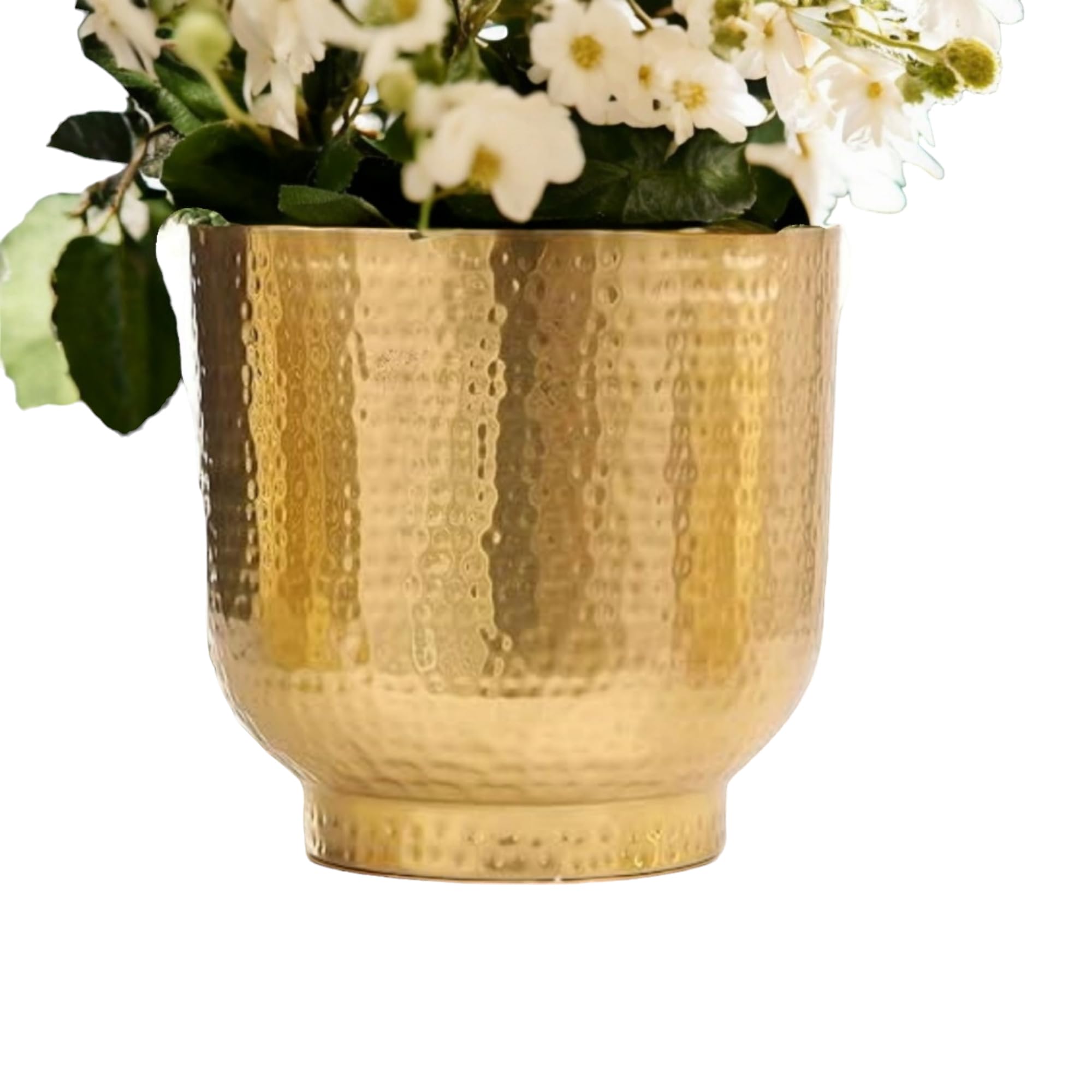 THE HOME NATIVE 9 Inches Round Metal Planters for Living Room, Flower Pots for Home Decor, Tree Pots for Indoor Outdoor Garden and Balcony, Mist Gold with Hammered Texture, Pack of 1 (B0D3F6LYJ2) Amazon Price History, Amazon Price Tracker