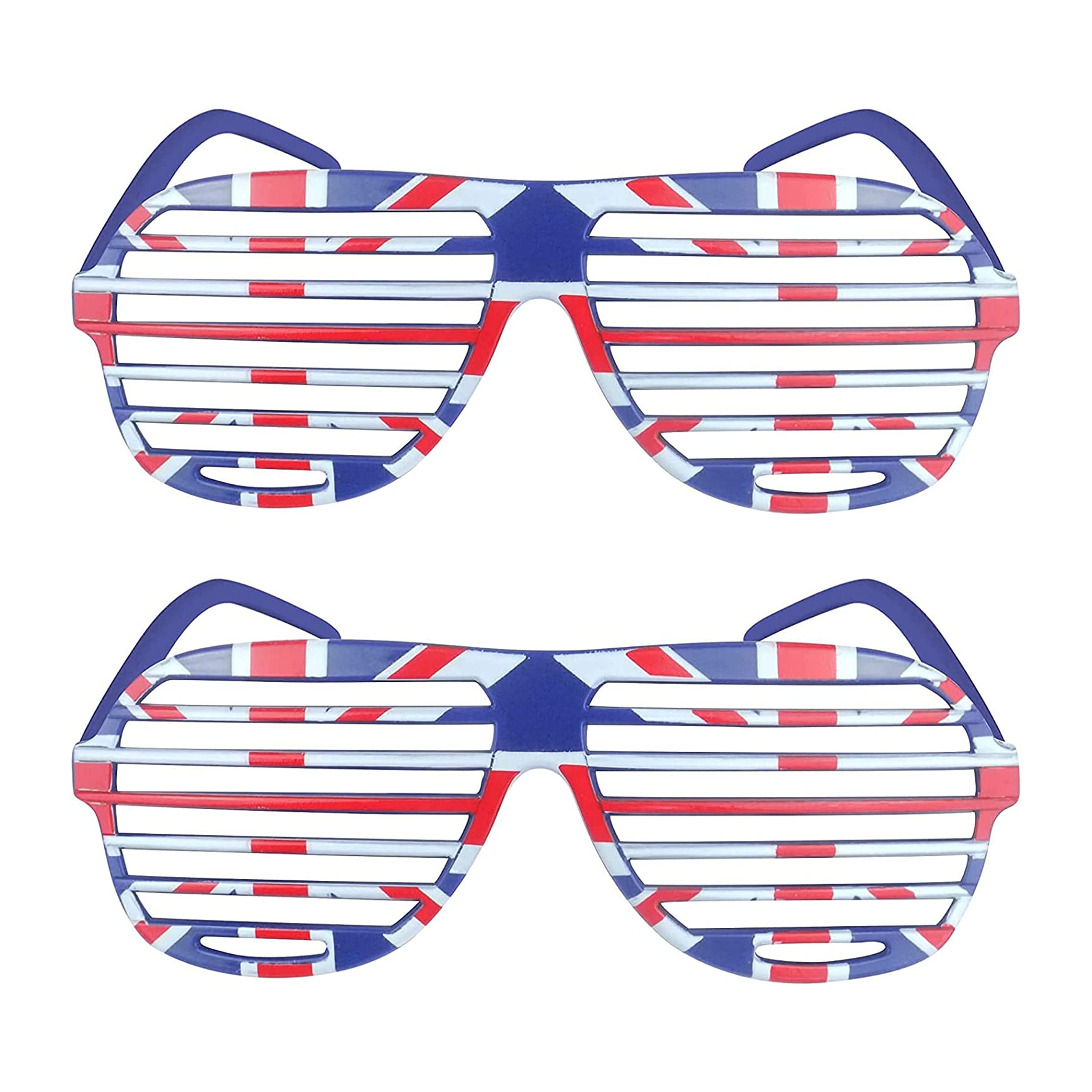 Lizzy 02 pack Union Jack Shutter shades Sunglasses Novelty Glasses Frame Fancy Dress Costume Accessory British Royal Event Celebration Decorations Party Goggles Eyewear