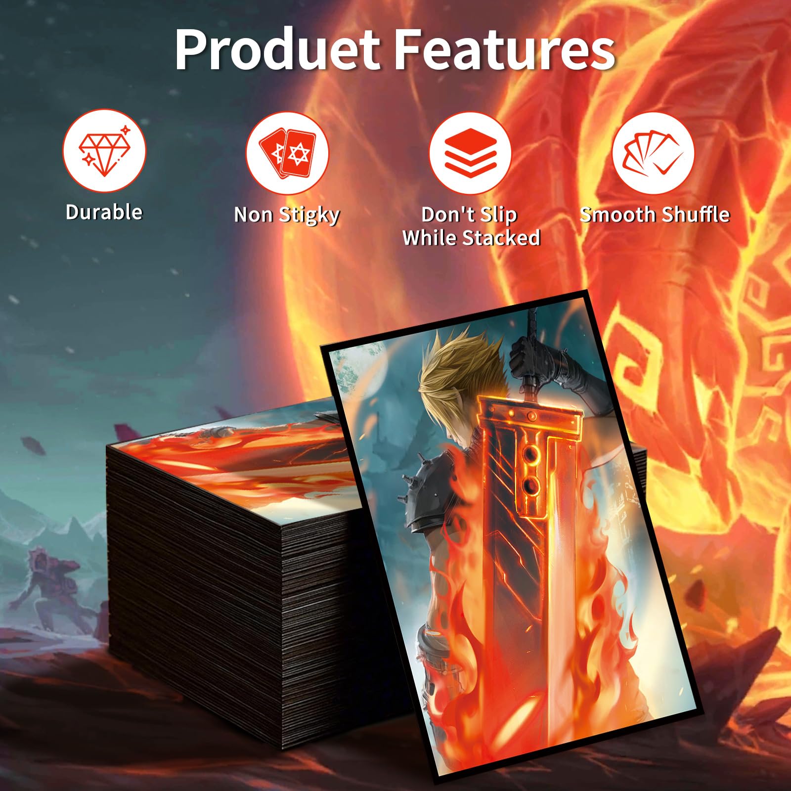 MTG Card Sleeves(Fantasy) Art Card Sleeves Deck Protector, Clear Front & Matte Back, Smooth Shuffle : Toys & Games