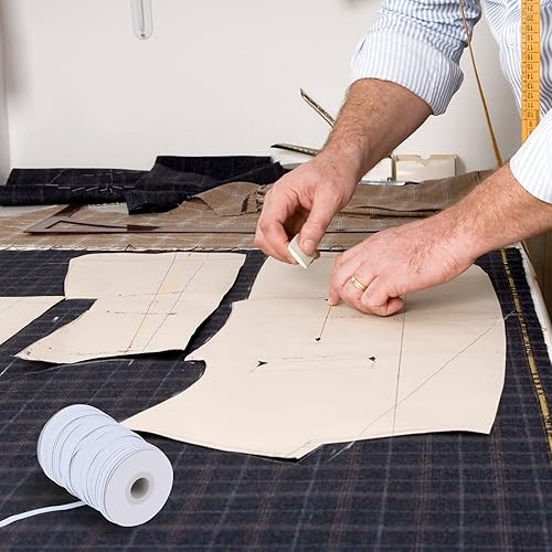 Miniatura 4 de Banda elástica plana para coser, 14 de pulgada 50 yardas de alta elasticidad, cordón elástico blanco de cuerda elástica, carrete elástico de punto