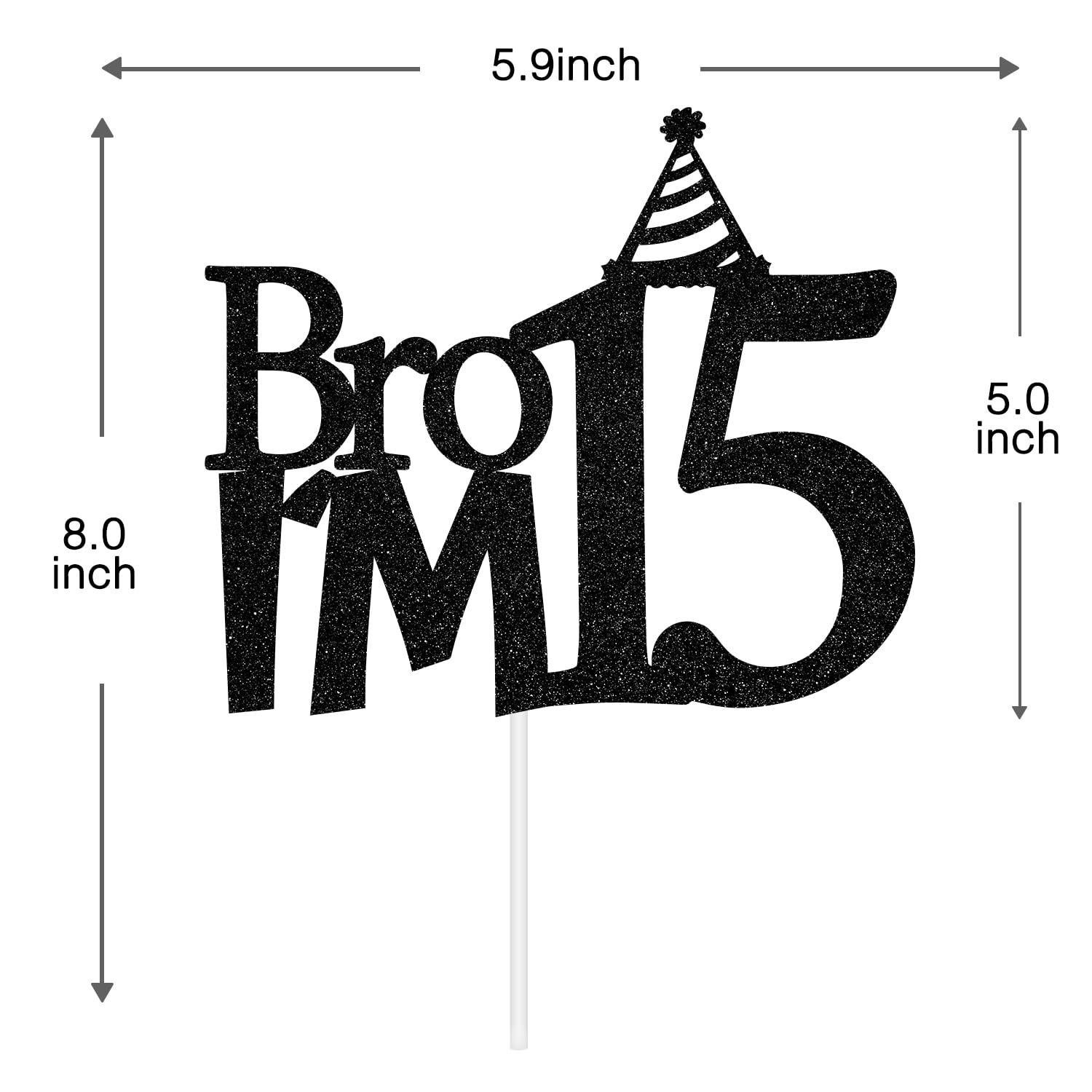 Bro I'm 15 Cake Topper- 15th Birthday Cake Picks, Officially Teenager Cake Topper, Boy 15th Birthday Cake Decorations - 15 Years Old - Big Brother 15th Birthday Party Decoration Supplies