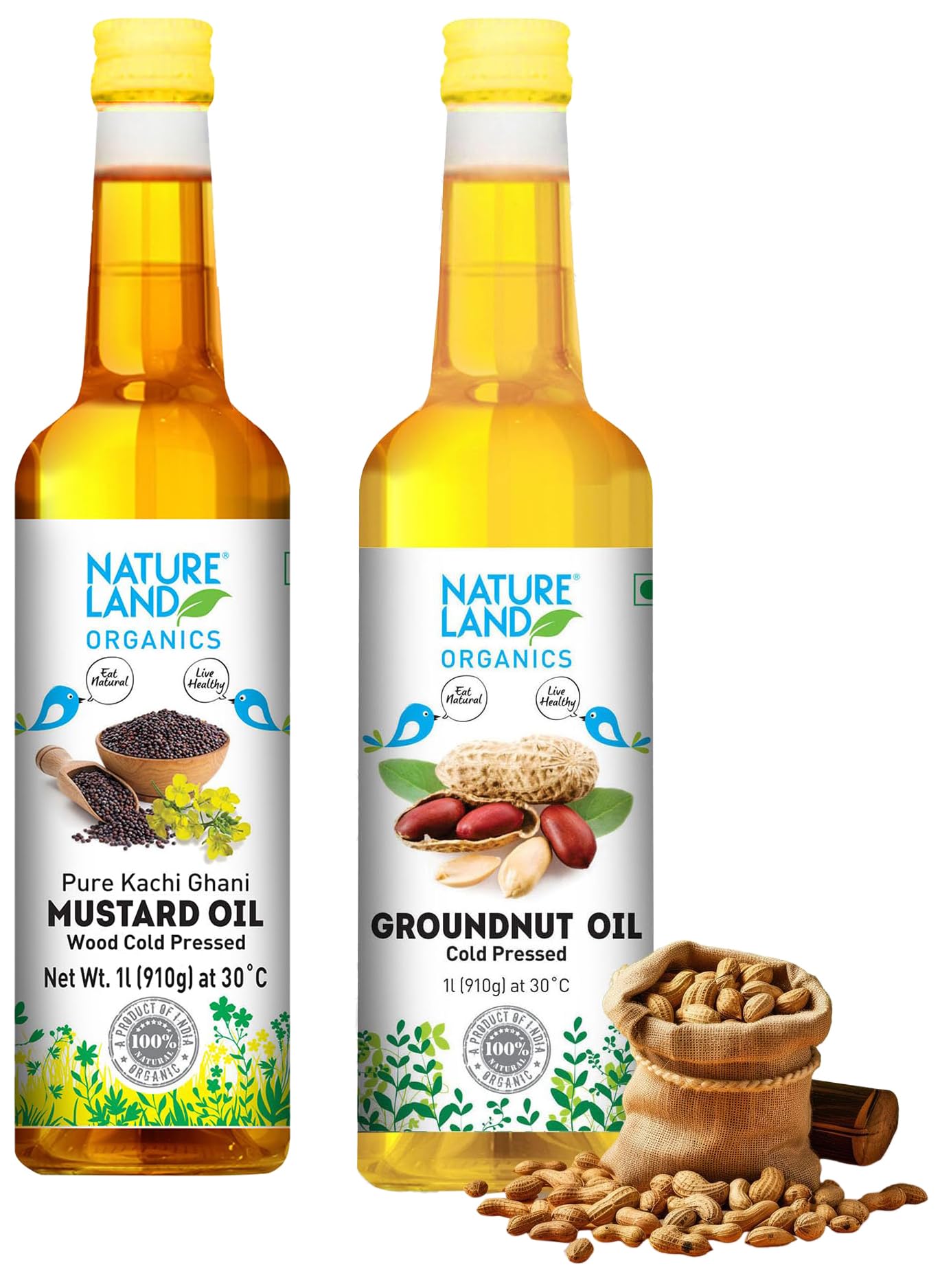 Natureland Organics Kachhi Ghani Pure Mustard Oil 1 LTR - Cold Pressed & Natureland Organics Groundnut Oil/Peanut Oil 1 LTR - Cold Pressed (B093FZZR2F) Amazon Price History, Amazon Price Tracker