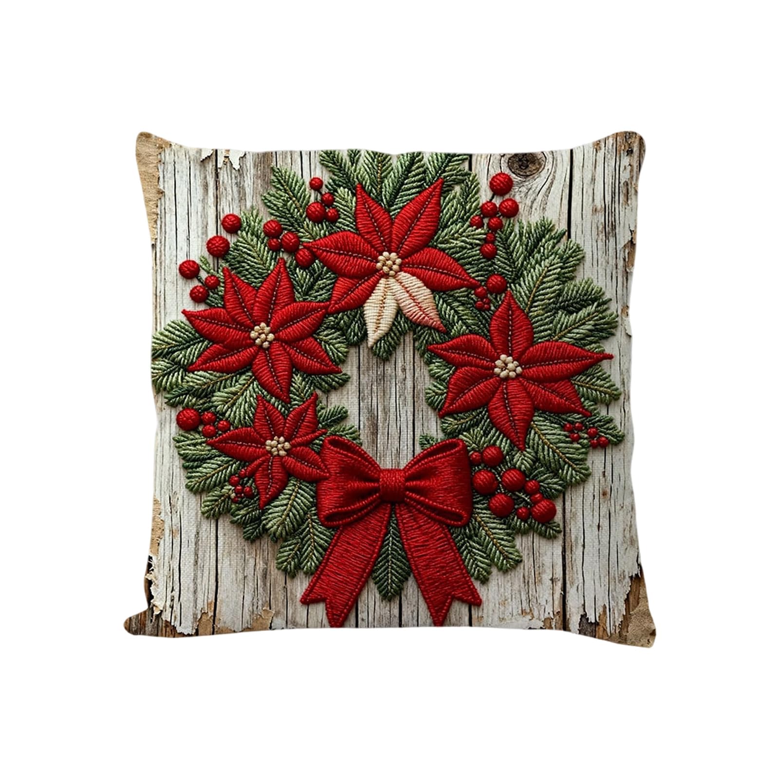 Carotoe O Holiday Themed Linen Pillow Case Embroidered Reindeer Snowman Christmas Washable Cushion Cover For Living Room Bedroom Christmas Embroidered Linen Pillow Cover