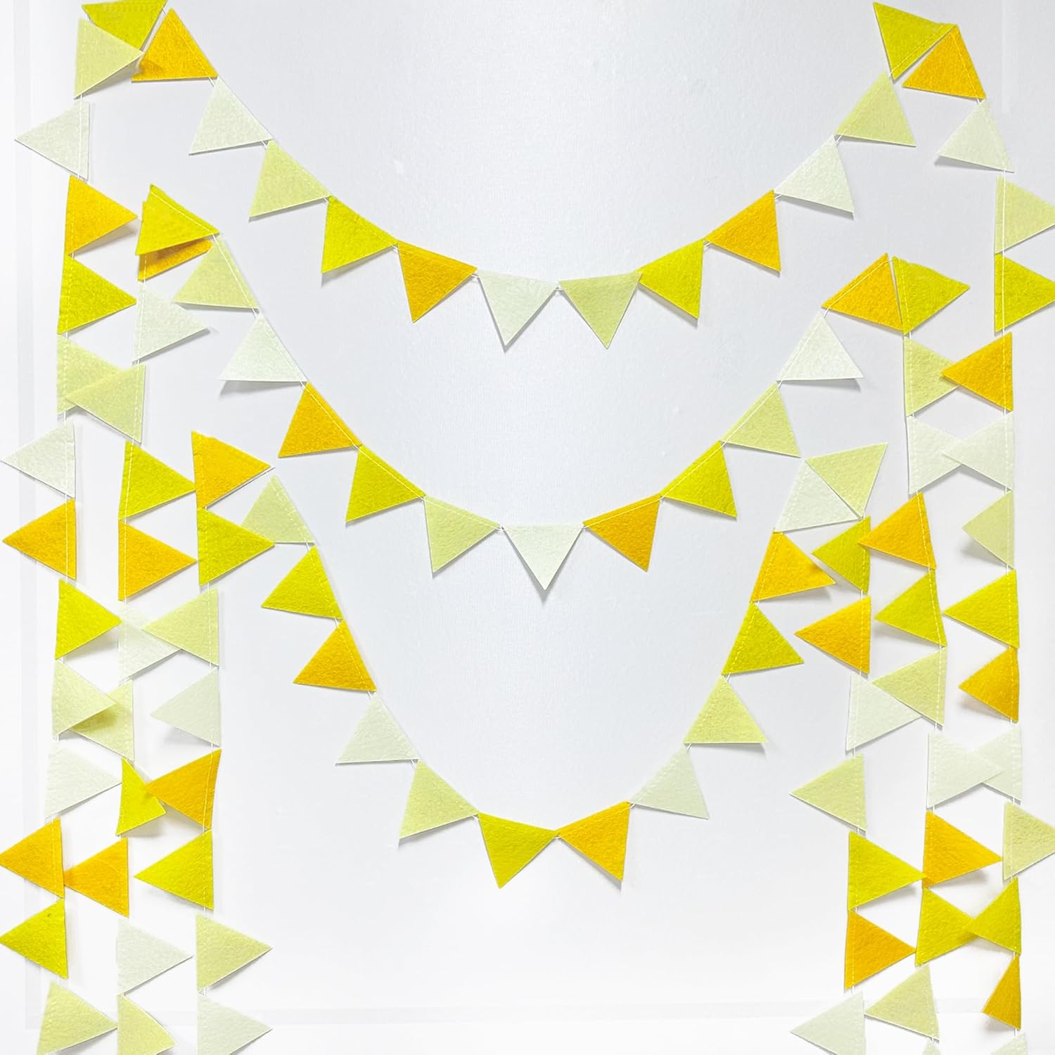 Yellow Party Decorations Ombre Yellow Felt Hanging Triangle Mini Bunting Pennant Banner Flag for Birthday Wedding Baby Shower Bridal Shower Engagement Lemon Bee Sunflower Party Classroom Nursery Decor - Image 4