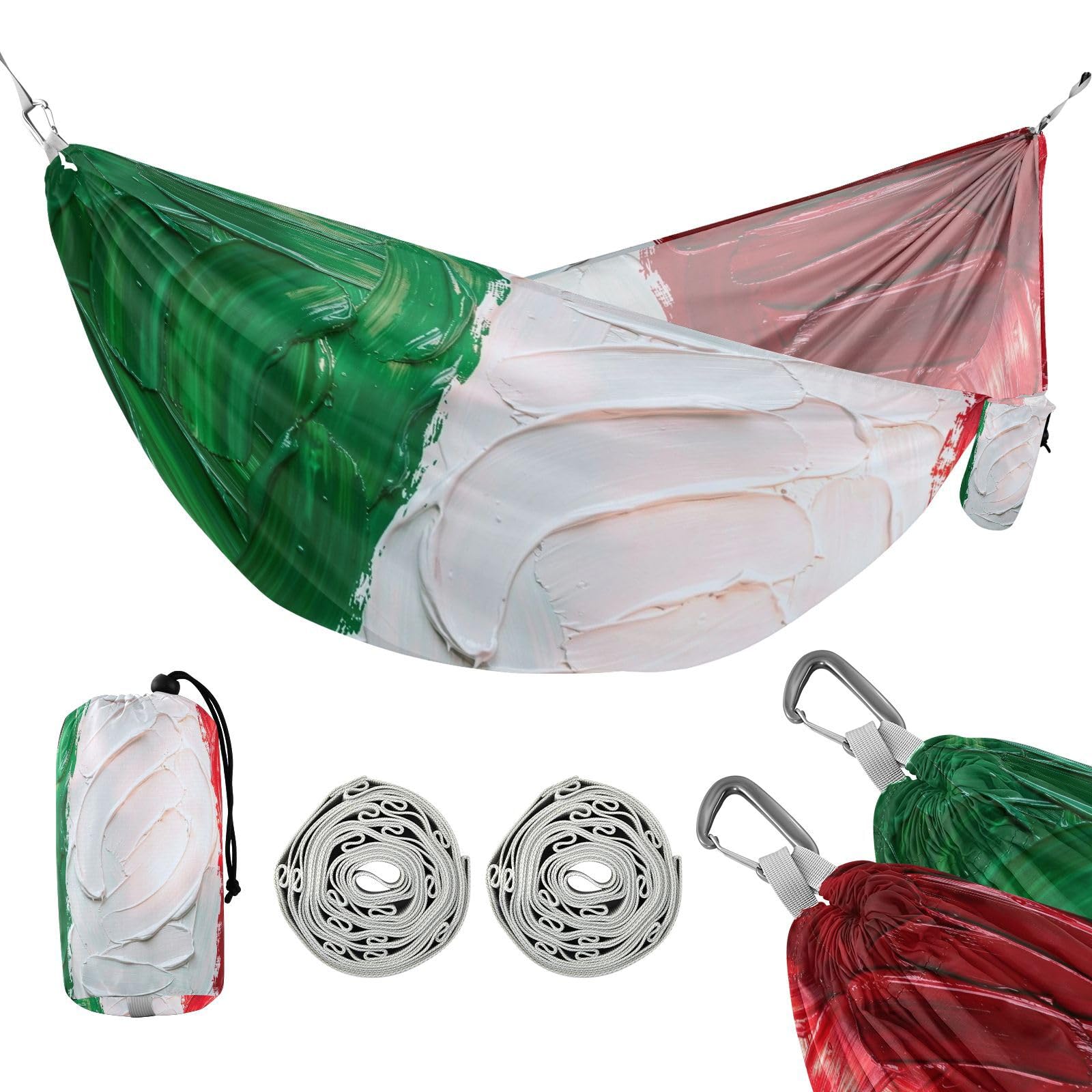 Hamaca plegable con bandera de Italia, color verde y rojo, para interiores y exteriores
