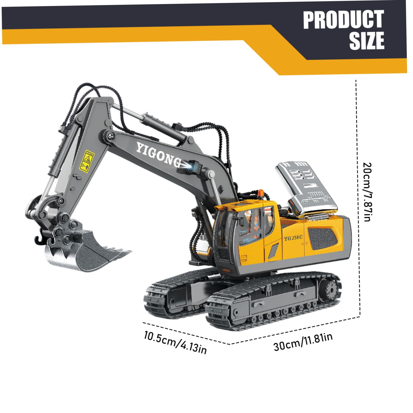 Toys de construction de excavatrice à distance pour garçons, excavatrice télécommandée, véhicules construction en alliage simulé électrique avec lumière et son, jouet rechargeable résistant aux ch