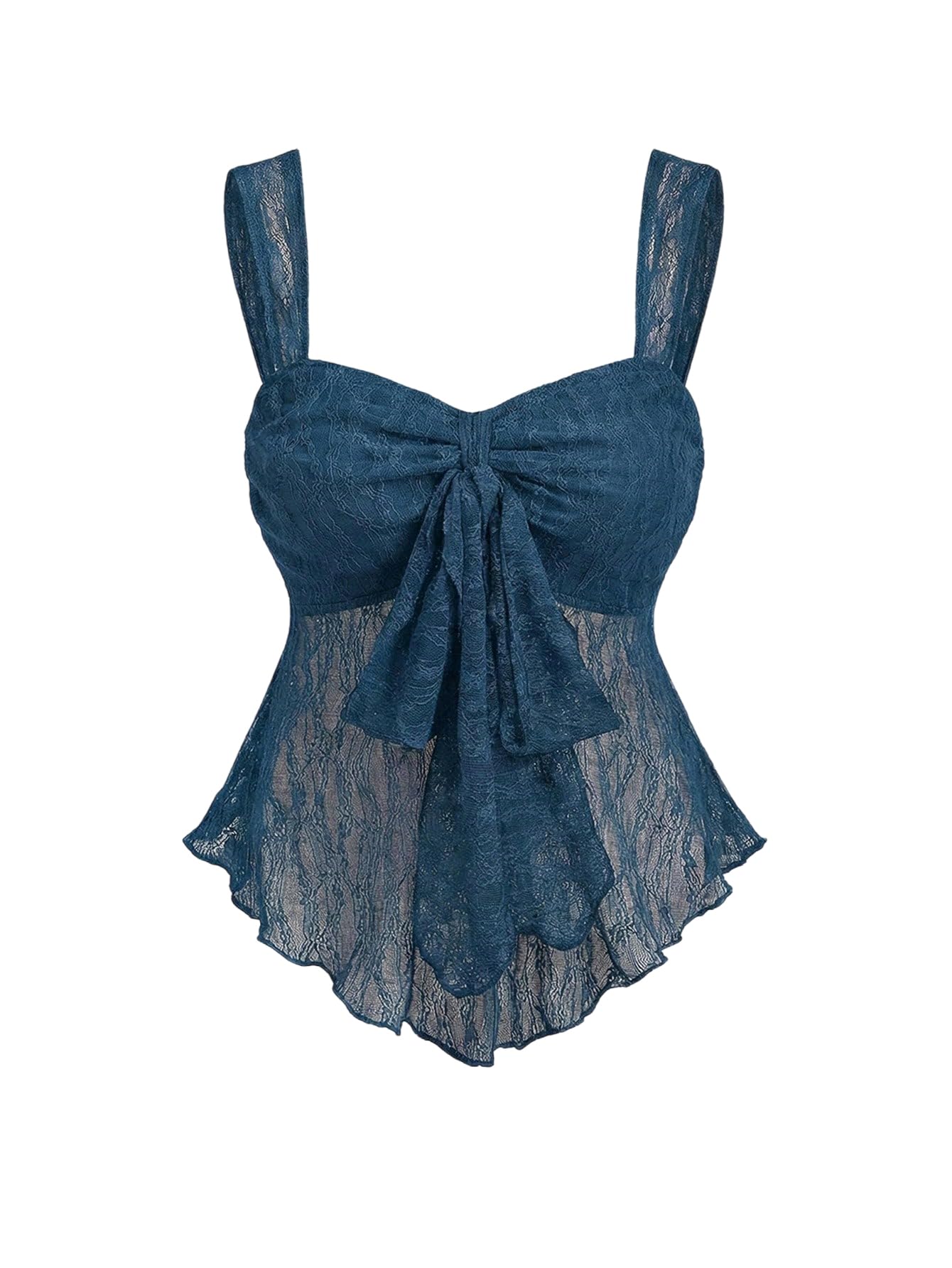 Women's Cute Babydoll Tops Sleeveless Tie Front Lace Peplum Tank Top Summer Going Out Camisole Top-image-30
