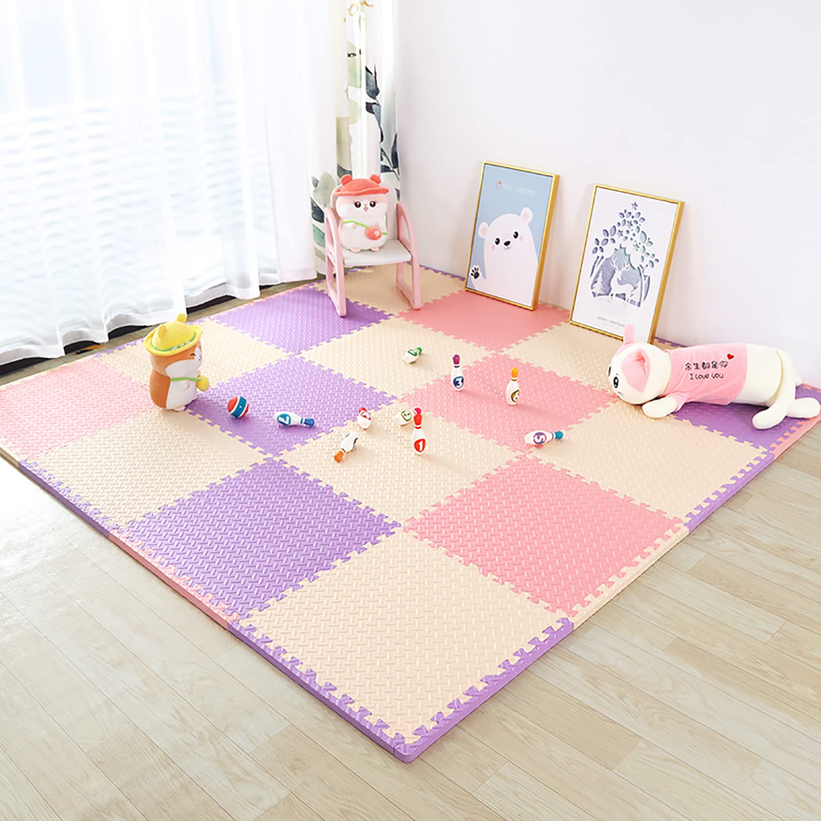 Alfombra Puzzle para Niños Bebe Infantil, 24/36 / 40 Alfombra De Juegos Bebe, PE Espuma Alfombra Puzzle De Suelo Acolchada,Alfombra Bebe Gateo De Espuma, Alfombrillas para Puzzles,L,40Pcs