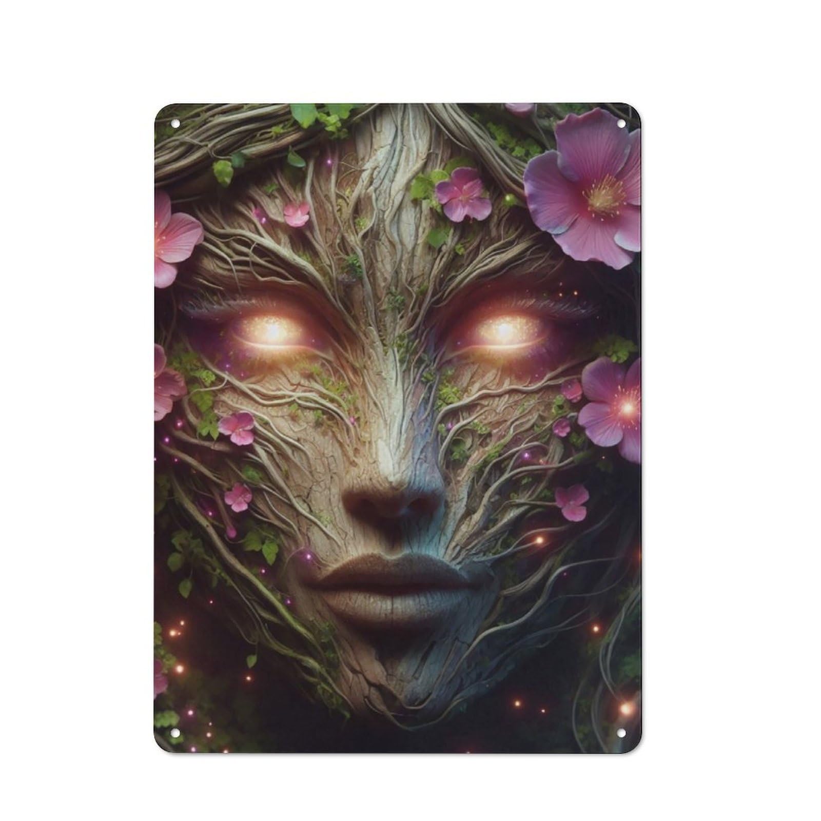 Junmoney Tree Spirit Face Classic Metal Wall Decor 40X30cm, Metal Wall Plaque For Office, Study, Studio Or Hallway