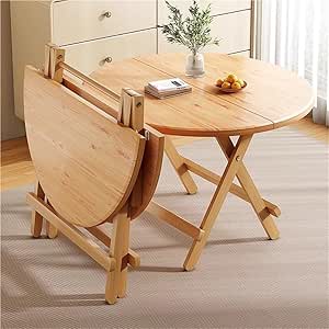 Amazon.com: Round Folding Dining Table, Modern Wood Kitchen Foldable ...