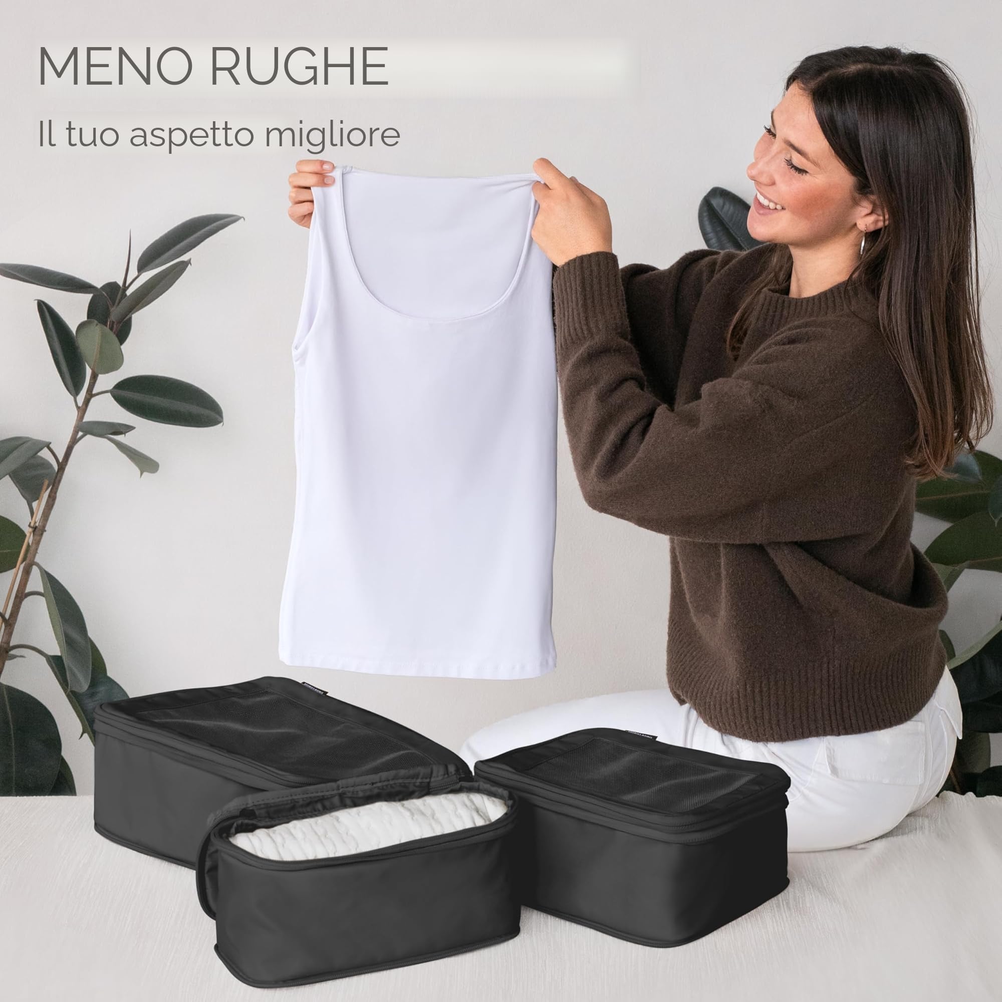 Aerotrunk Cubi da viaggio a compressione, organizer per bagagli, con doppia cerniera, per valigie (confezione da 4, nero)