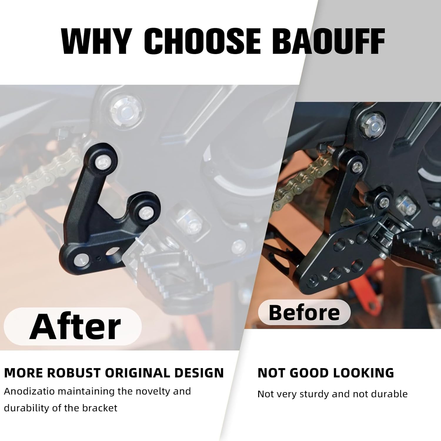 Foot Peg Bracket for Surron Light Bee,Original Adjustable Brace Bracket for Dirt Bike Sur Ron Light Bee X(LBX) and S(LBS) - Black