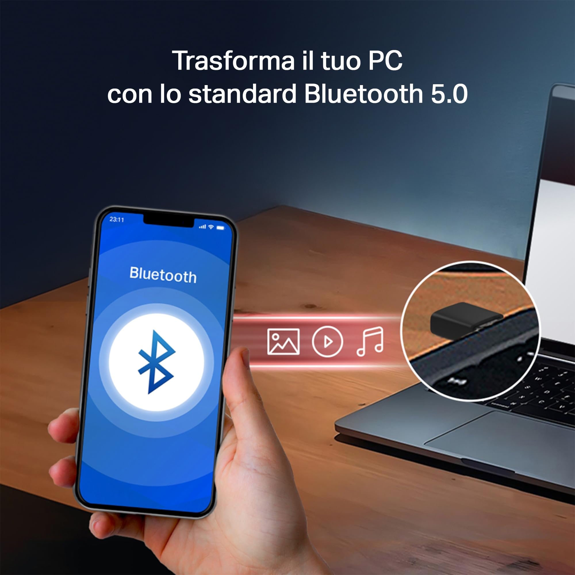 Mercusys TP-Link MA20NB Adattatore WiFi USB AC650Mbps con Bluetooth 5.0, Nano Chiavetta WiFi per PC Fisso, Dual Band 433/200 Mbps, WPA3, USB 2.0, Plug & Play, Compatibile Windows 11/10